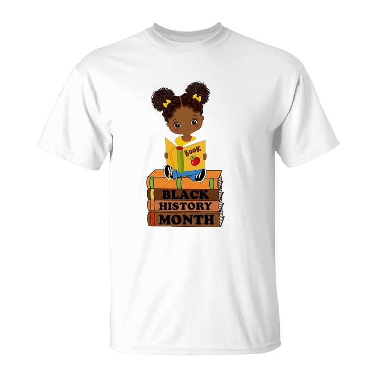Black History Month Girl Reading Book African Pride Melanin T-Shirt