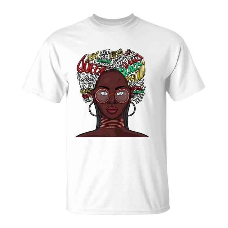 Black Queen S For Women African American Natural Afro T-Shirt