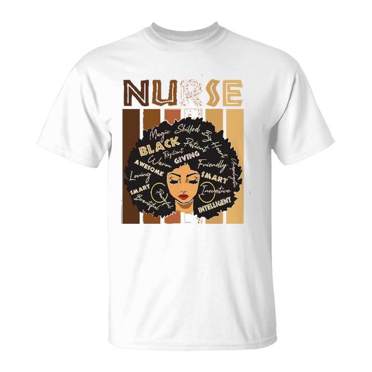 Black Strong Nurse Afro Love Melanin African American Women T-Shirt