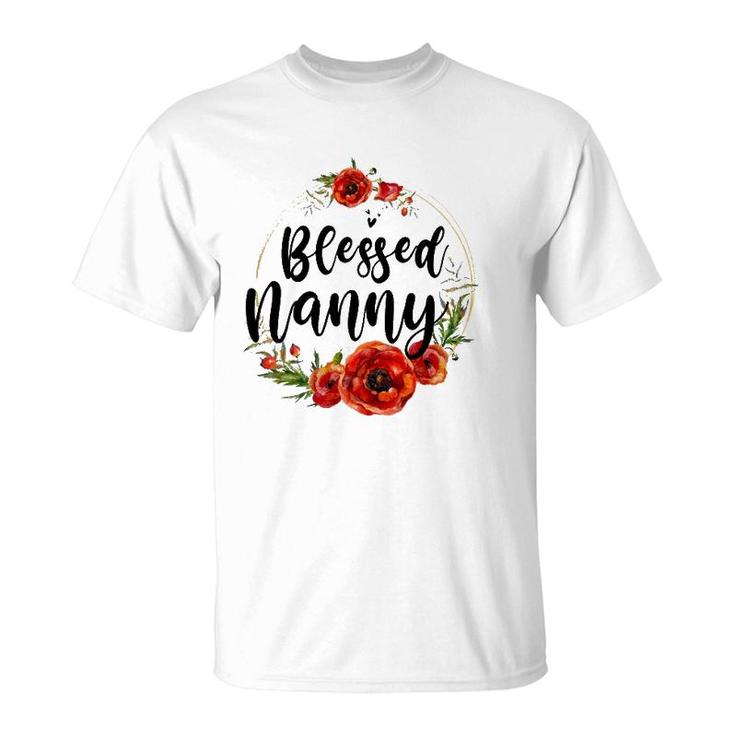 Blessed Nanny Floral Flower Mom Grandma Mother's Day T-Shirt