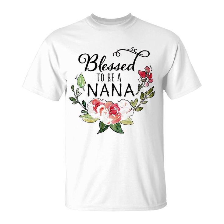 Blessed To Be A Nana With Pink Flowers T-Shirt