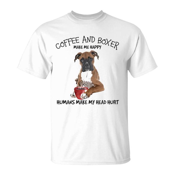 Boxer And Coffee Make Me Happy T-Shirt