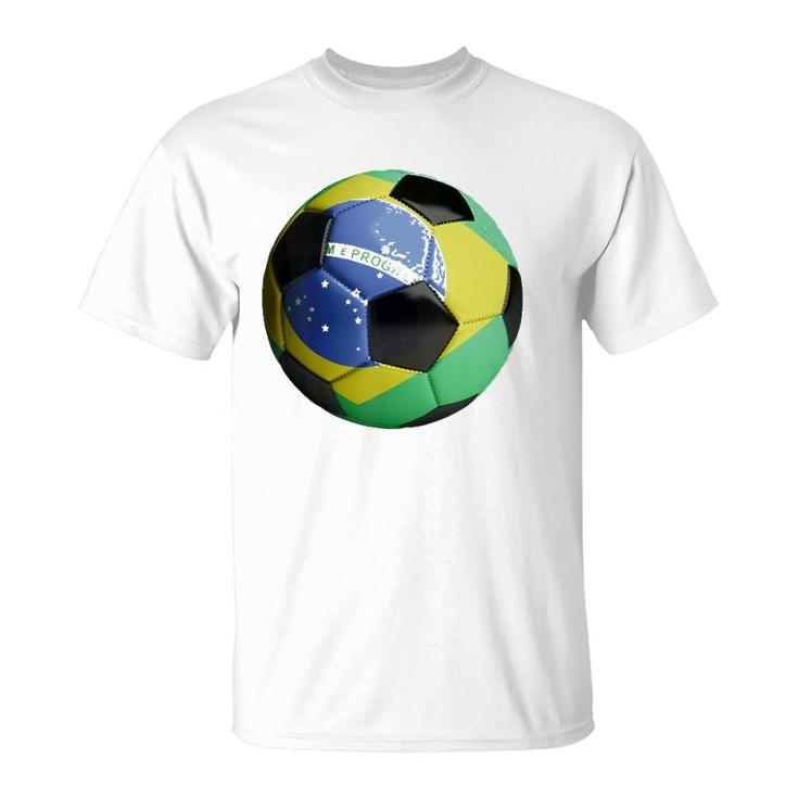 Brazil Flag Football Soccer Ball  T-Shirt