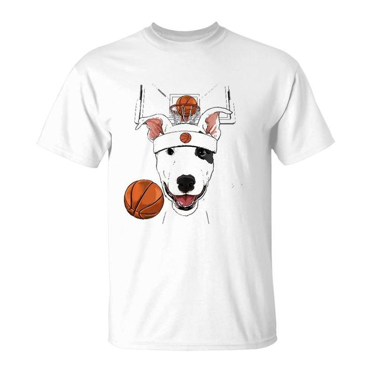 Bull Terrier Basketball Dog Lovers Basketball Player  T-Shirt