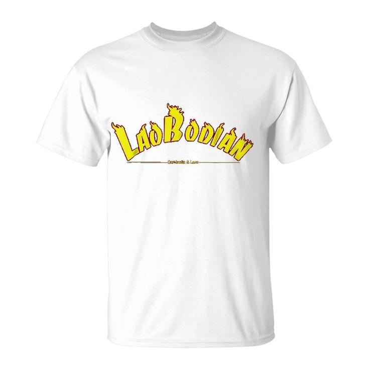 Cambodia Laos Flaming Text Laobodian T-Shirt