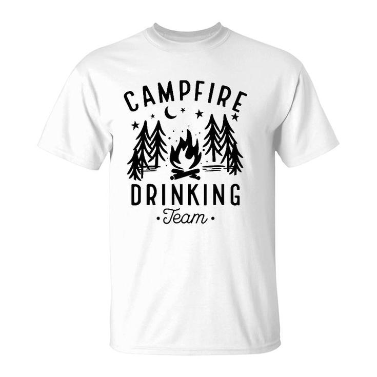 Campfire Drinking Team Happy Camper Funny Camping Gift T-Shirt