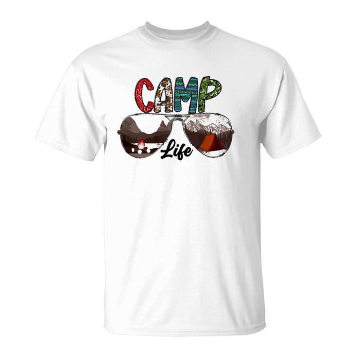 Camping Life With Sunglasses Sunset Tent  T-Shirt