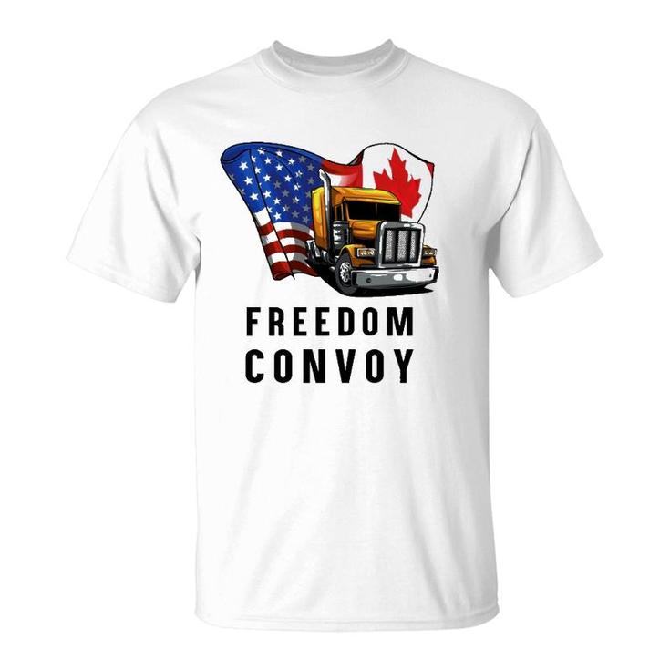 Canada Flag Freedom Convoy 2022 Canadian Trucker Maple Leaf  T-Shirt