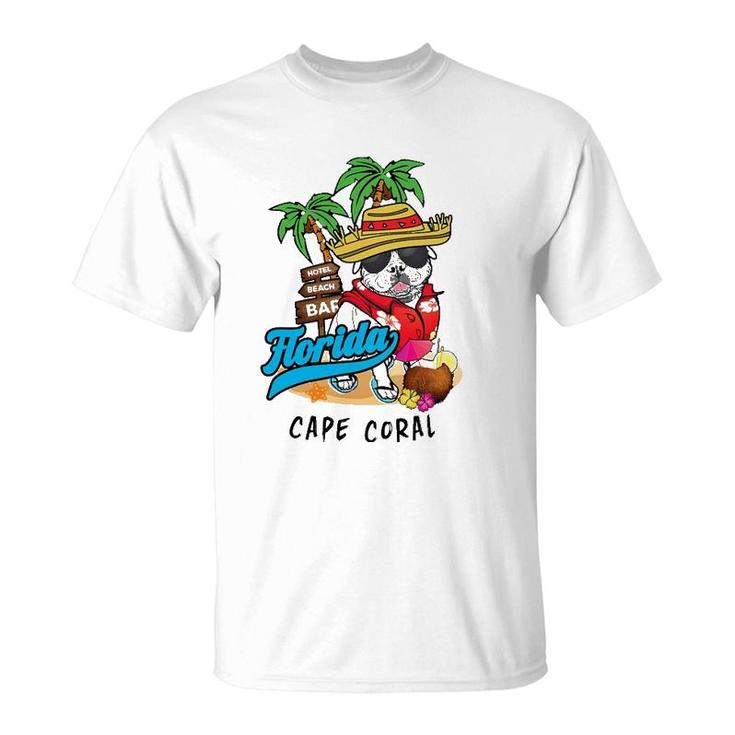 Cape Coral Florida Beach Party Bulldog Sunglasses Souvenir T-Shirt