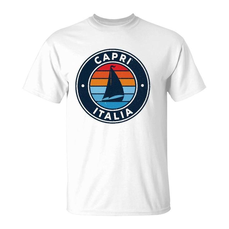 Capri Italy Vintage Sailboat Retro 70S  T-Shirt