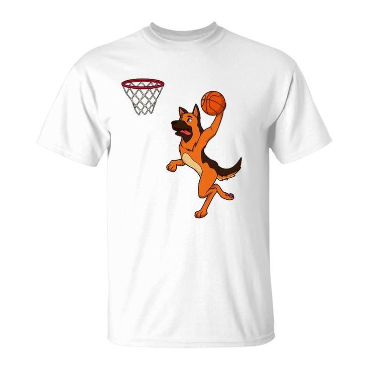 Cartoon Shepherd Dog Playing Basketball T-Shirt