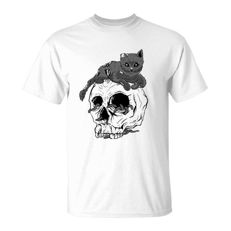 Cat Skull Occult Pagan Goth Gifts T-Shirt