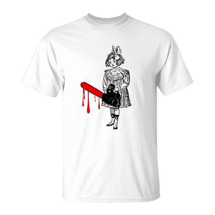 Chainsaw Girl Punk Rock Goth Horror Fan Halloween Vintage T-Shirt