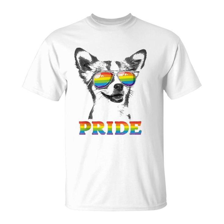 Chihuahua Gay Pride Lgbt Rainbow Flag Sunglasses Funny Lgbtq  T-Shirt