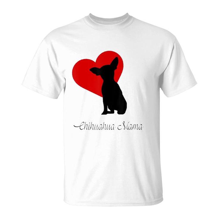 Chihuahua Mama Gift Women Dog Lovers Chiwawa Pets Silhouette T-Shirt
