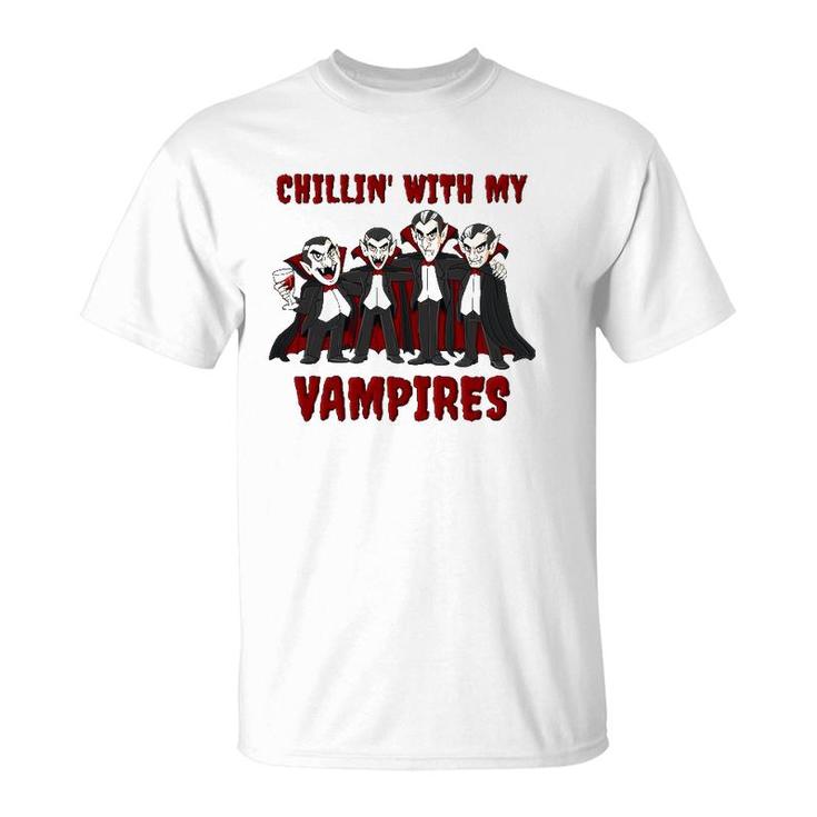 Chillin' With My Vampires Halloween Boys Girls Kids Funny T-Shirt