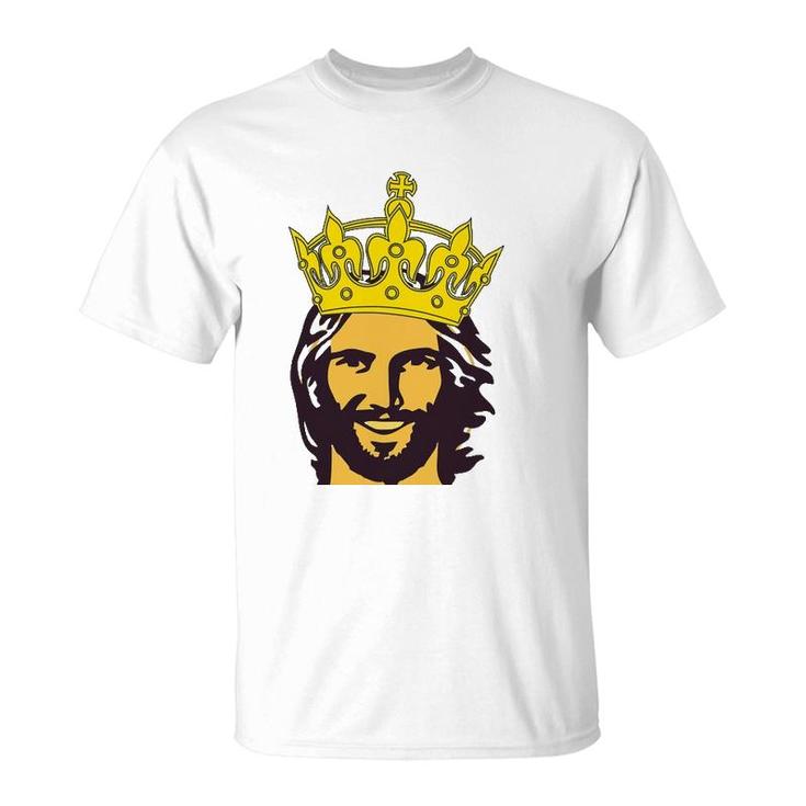 Christian Faith Jesus With King Crown Design T-Shirt