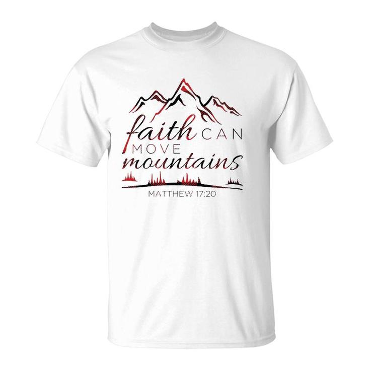 Christian Verse Gifts Women Mom Wife Faith Can Move Plaid  T-Shirt