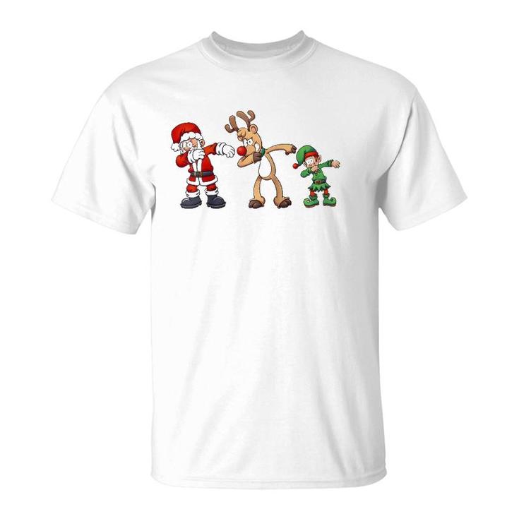 Christmas New Year Holiday , Xmas Santa Claus Dabbing Raglan Baseball Tee T-Shirt