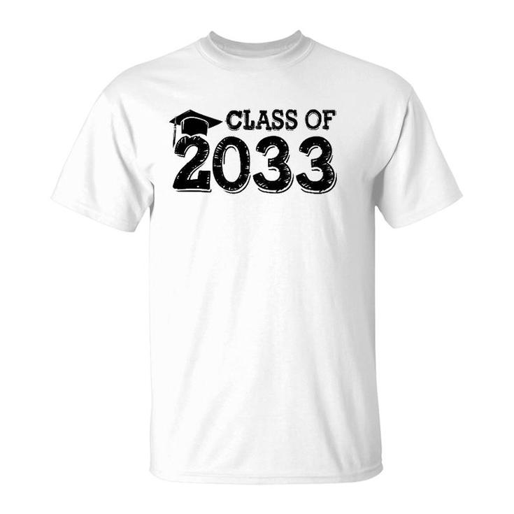 Class Of 2033 Grow With Me Handprints Space On Back T-Shirt