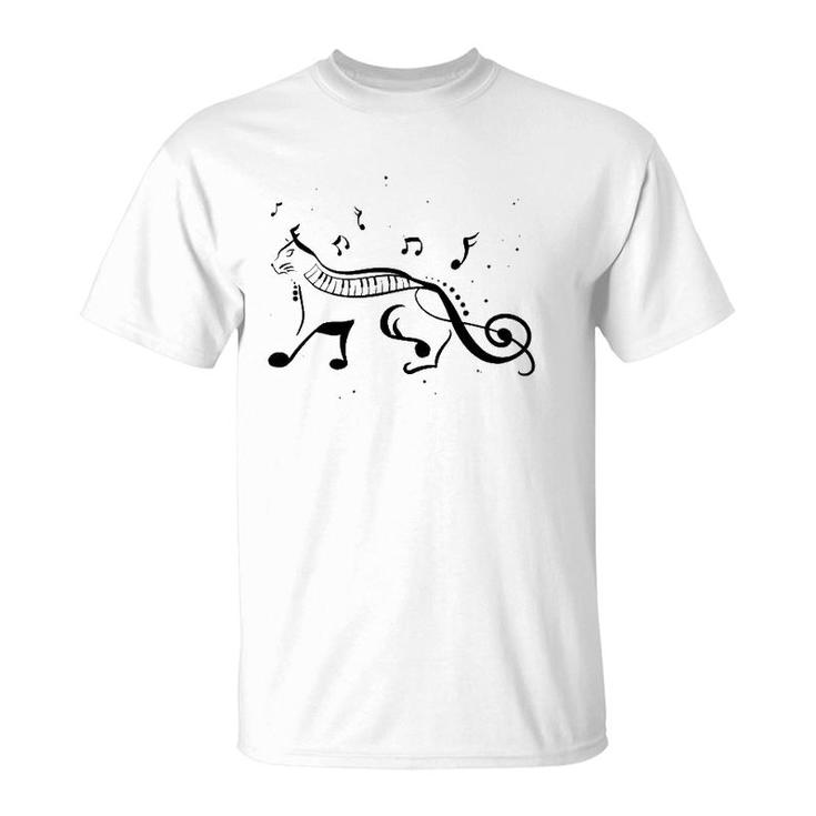 Cool Cat Treble Clef Music Funny Kitty Notes Musician Gift T-Shirt