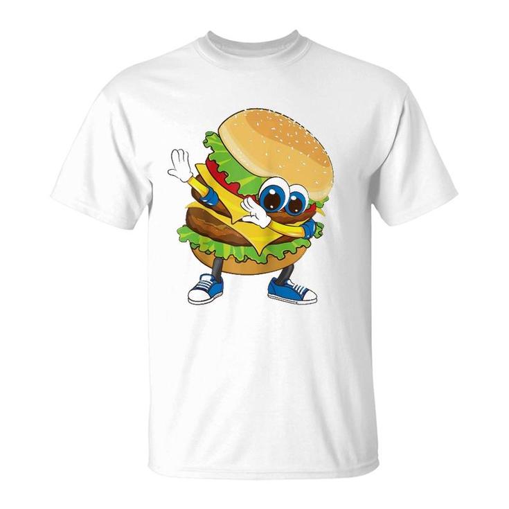Cool Dabbing Burger Funny Street Dancer Hamburger Lover Gift Raglan Baseball Tee T-Shirt