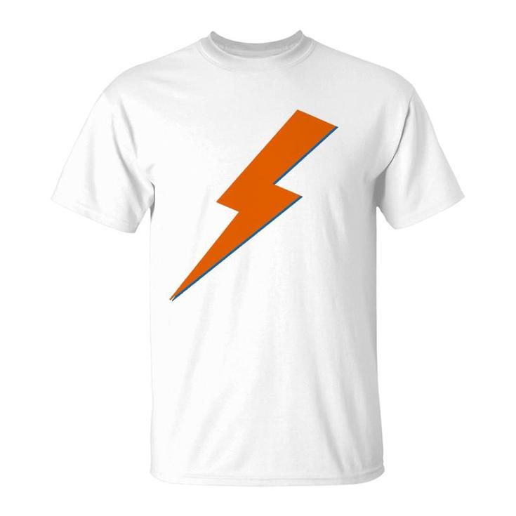 Cool Orange Blue Lightning Bolt Thunderlight Print T-Shirt