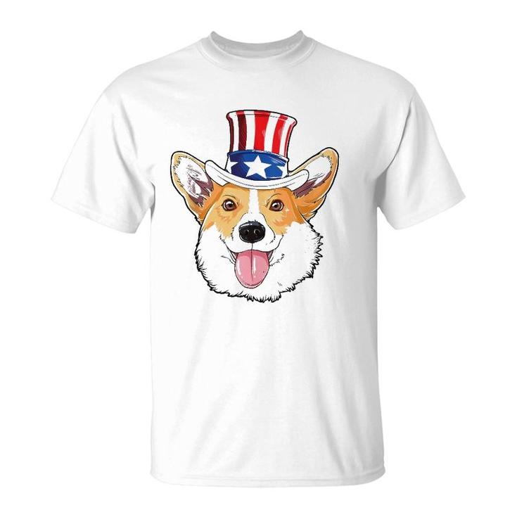 Corgi 4Th Of July Uncle Sam Men Usa American Flag  T-Shirt