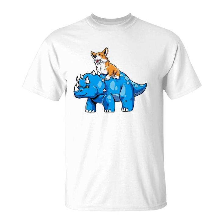 Corgi Riding A Dinosaur - Dinosaur Historical Dino T-Shirt