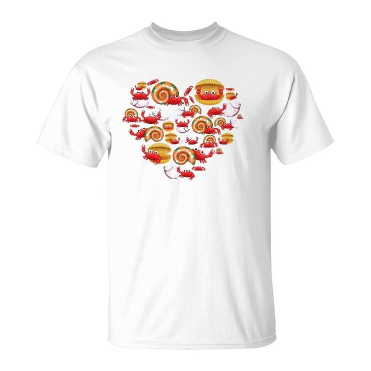 Crab Heart Lovers Seafood Fan For Men Women Kids Crabs Sea T-Shirt