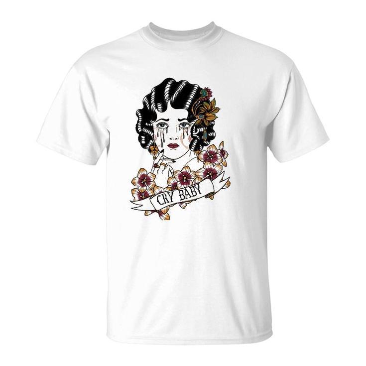 Cry Baby American Traditional Old School Lady Tattoo T-Shirt