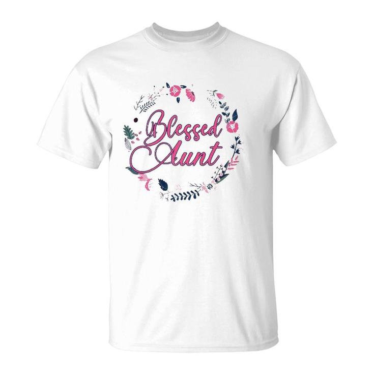 Cute Blessed Aunt Women New Aunty Auntie Sister Girl Flower Premium T-Shirt