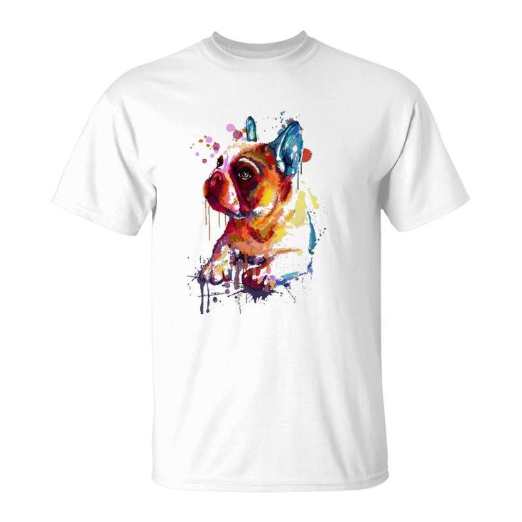 Cute French Bulldog, Watercolor Dog Breed Design T-Shirt