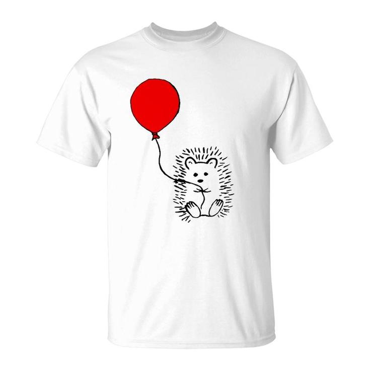 Cute Hedgehog With Red Balloon  - The Perfect Birthday T-Shirt