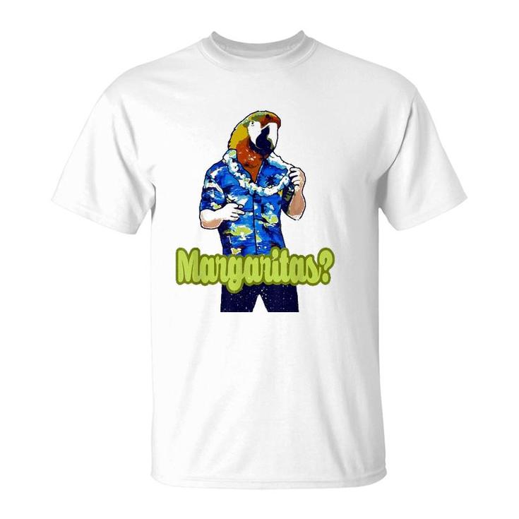 Cute Parrot Head Hawaiian Tropical Floral Print T-Shirt