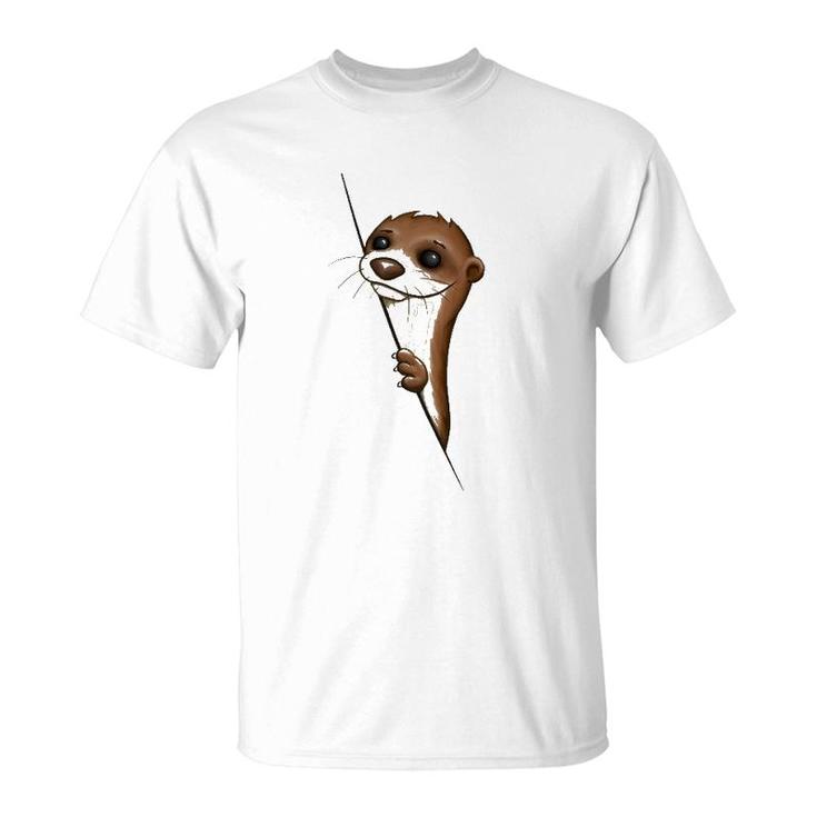 Cute Sea Otter Illustration Otter Fan Art T-Shirt