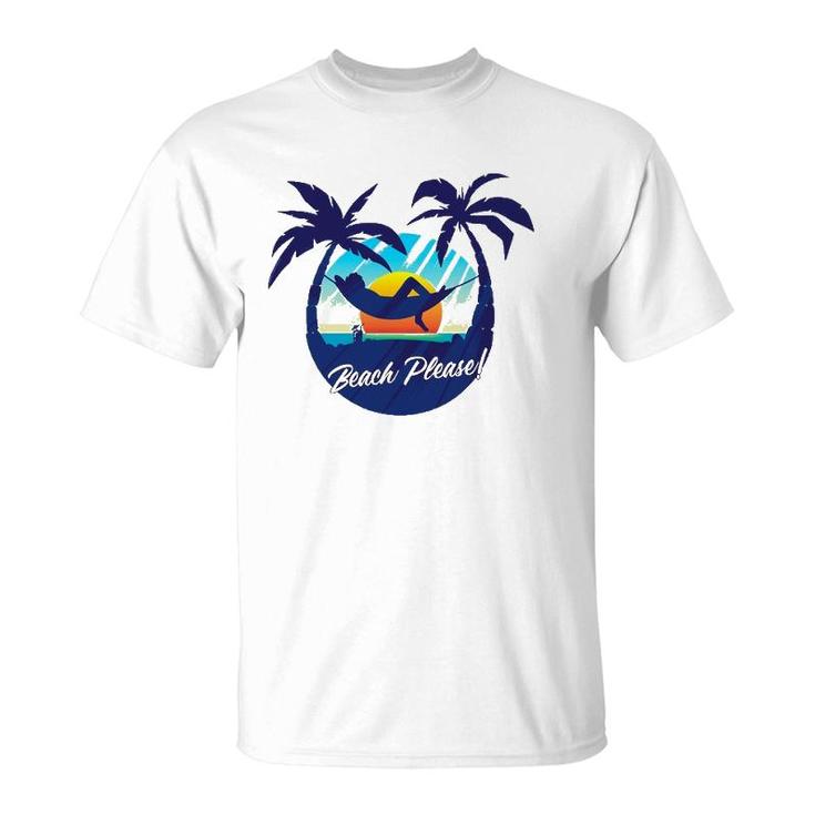 Cute Tropical Beach Please Sunset And Palm Trees - Beach T-Shirt