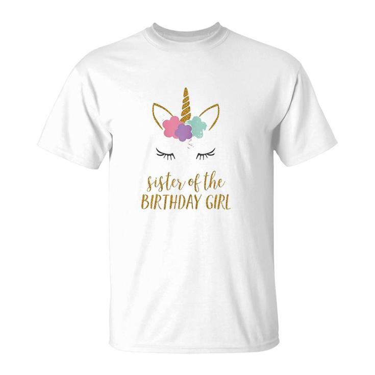 Cute Unicorn Sister Sister Of The Birthday Girl  T-Shirt