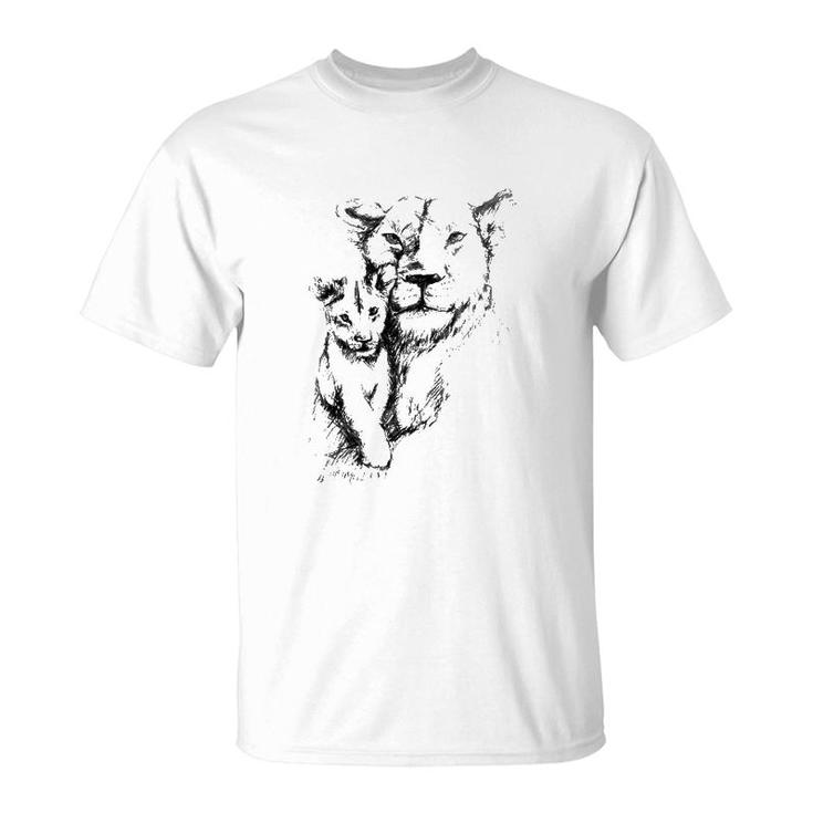 Cute Wilde Lion Mother With Cub T-Shirt