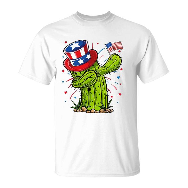 Dabbing Cactus 4Th Of July Women Usa Flag Succulent T-Shirt