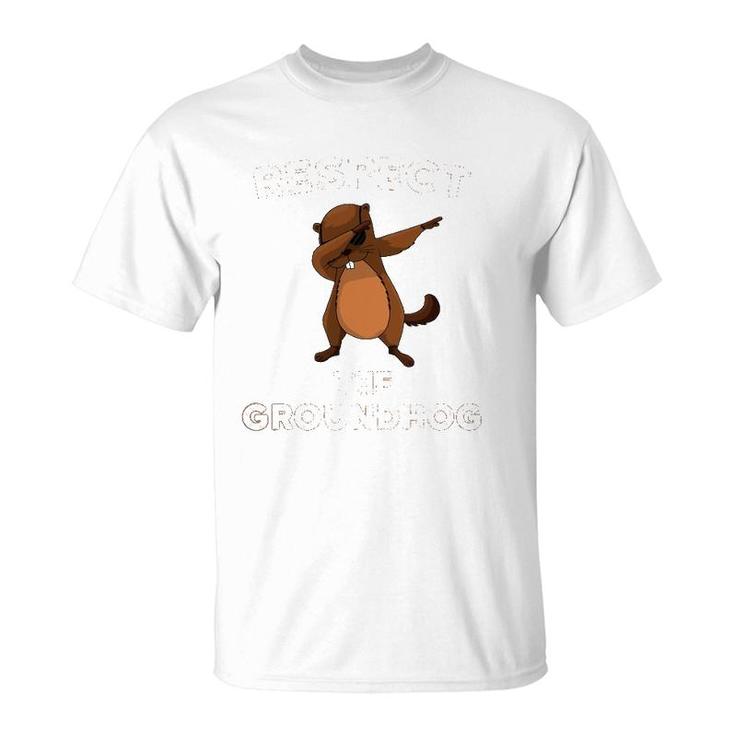 Dabbing Groundhog Day Respect The Groundhog Funny T-Shirt