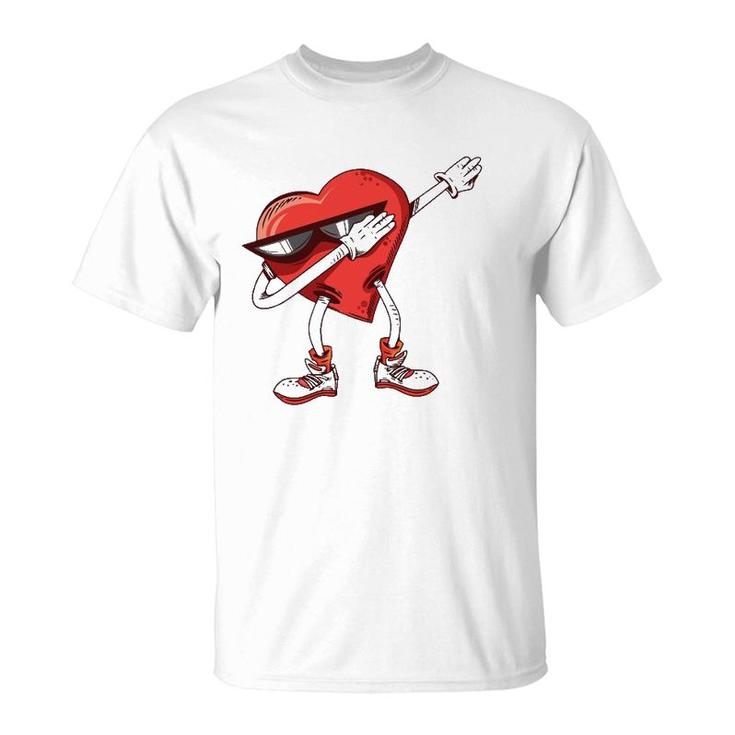 Dabbing Heart Dab Pose Valentines Day Gift For Kids T-Shirt