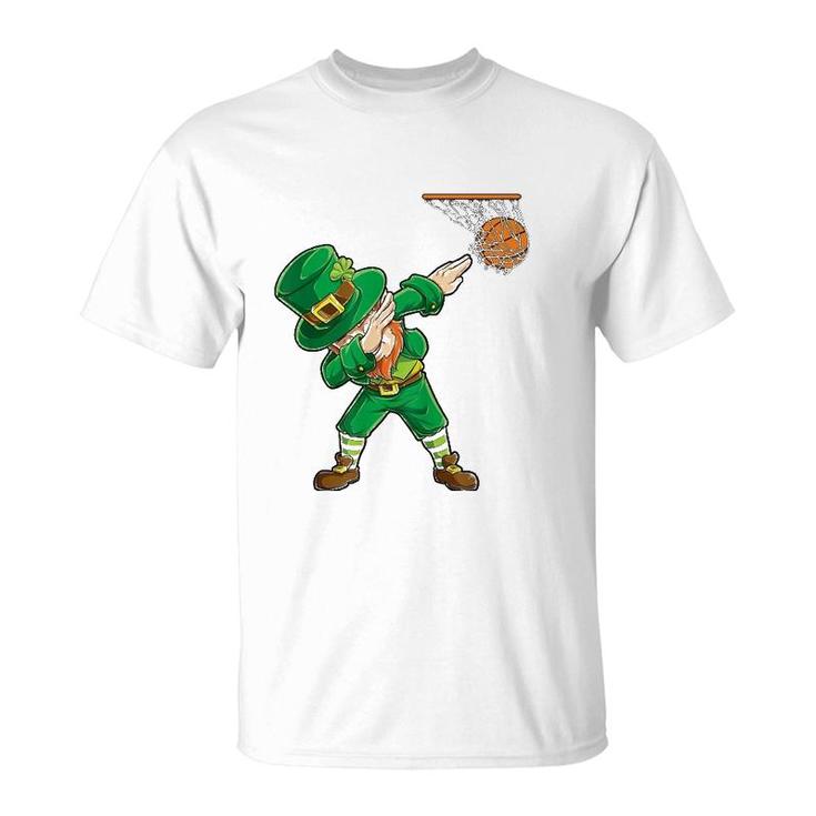Dabbing Leprechaun Basketball St Patrick's Day Boys Men Gift T-Shirt