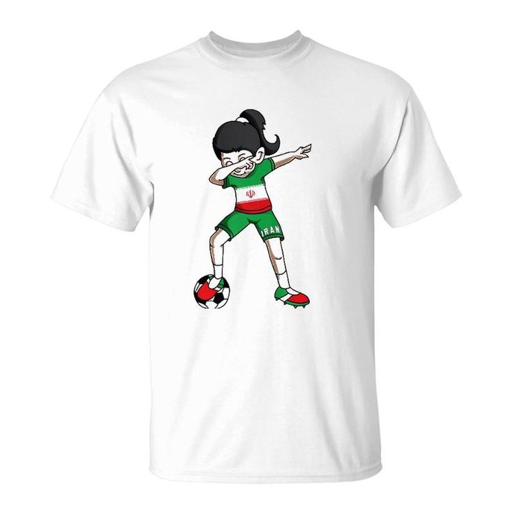 Dabbing Soccer  For Girls Iran Football Fan T-Shirt