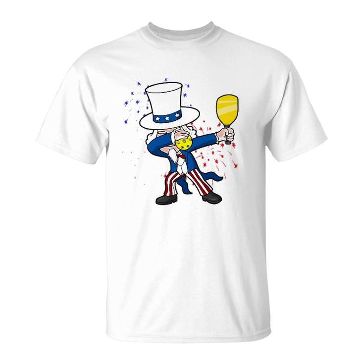 Dabbing Uncle Sam Pickleball 4Th Of July Independence Day T-Shirt