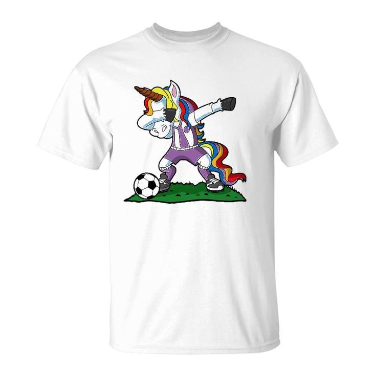 Dabbing Unicorn Soccer Girls Women Team Coach Gift T-Shirt