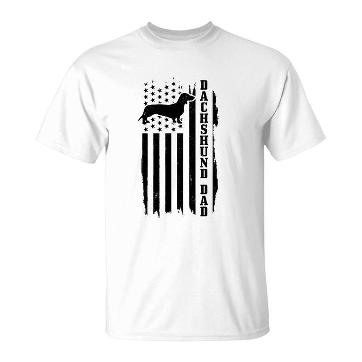 Dachshund Dad Vintage American Flag Patriotic Weiner Dog T-Shirt