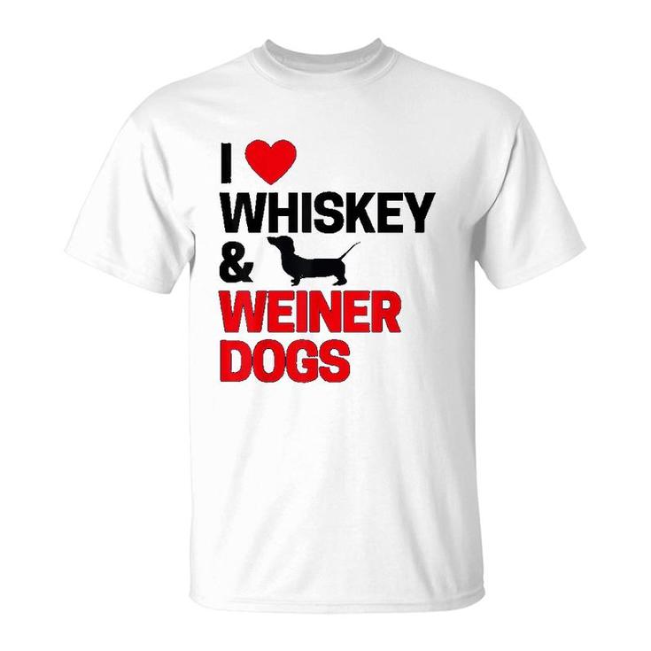 Dachshund Gifts I Love Whiskey Lovers T-Shirt