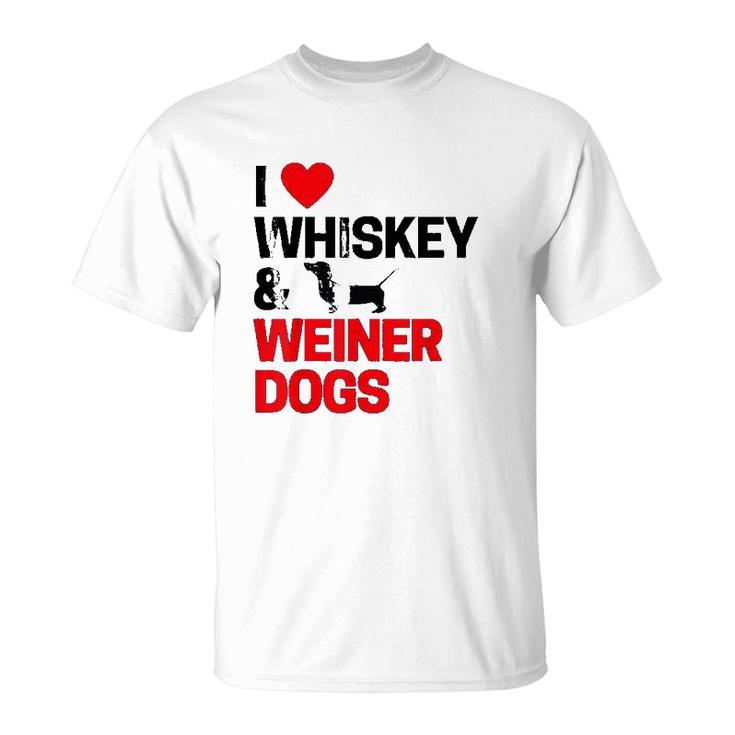 Dachshund Gifts I Love Whiskey T-Shirt