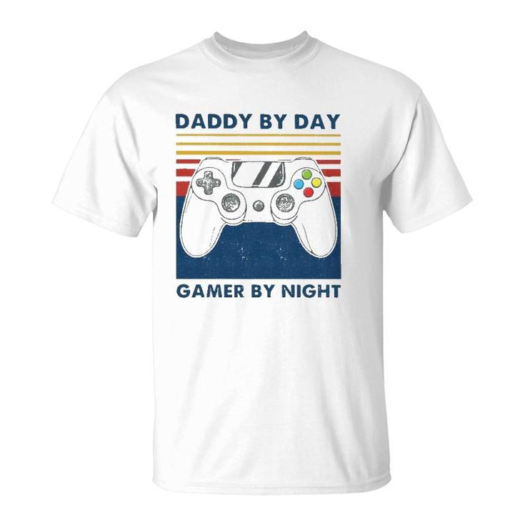 Daddy By Day Gamer By Night Controller Father's Day Gamer T-Shirt
